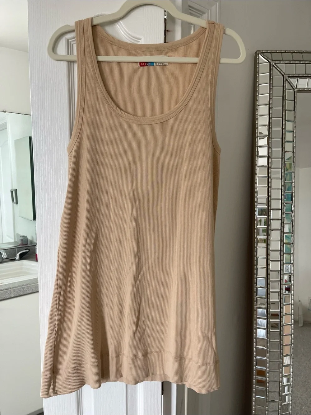 Free People Beige Ribbed Tank Top Dress